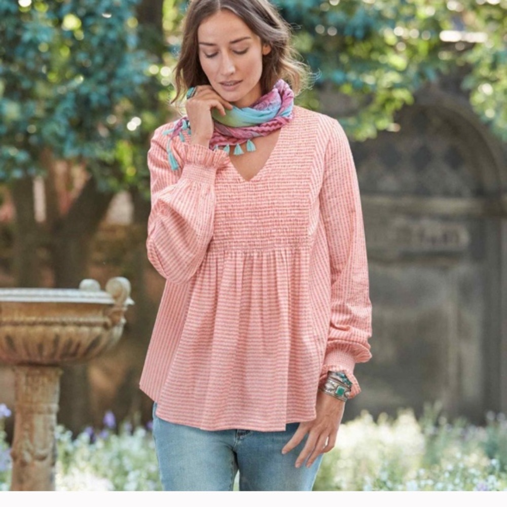 Sundance EUC Julia Red Striped Cotton Blend Top M